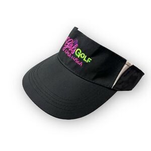 Girls Golf LPGA USGA Black Embroidered Visor Hat Cap Youth Girls One Size OSFM